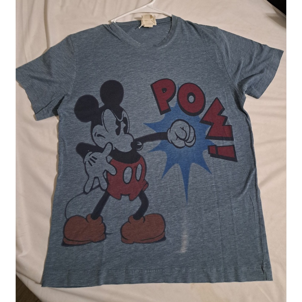 Vintage RARE 80's‎ Mickey Mouse Screen Print Ringer T-Shirt, S, Blue Made In USA